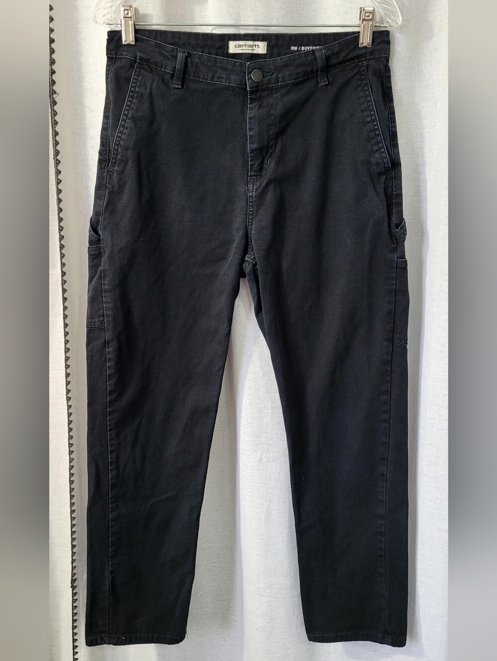 Carhartt WIP Women's W' Pierce Pant Black Carpenter Canvas Size 28